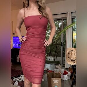 Windsor Strapless Ruched Dress in Rose